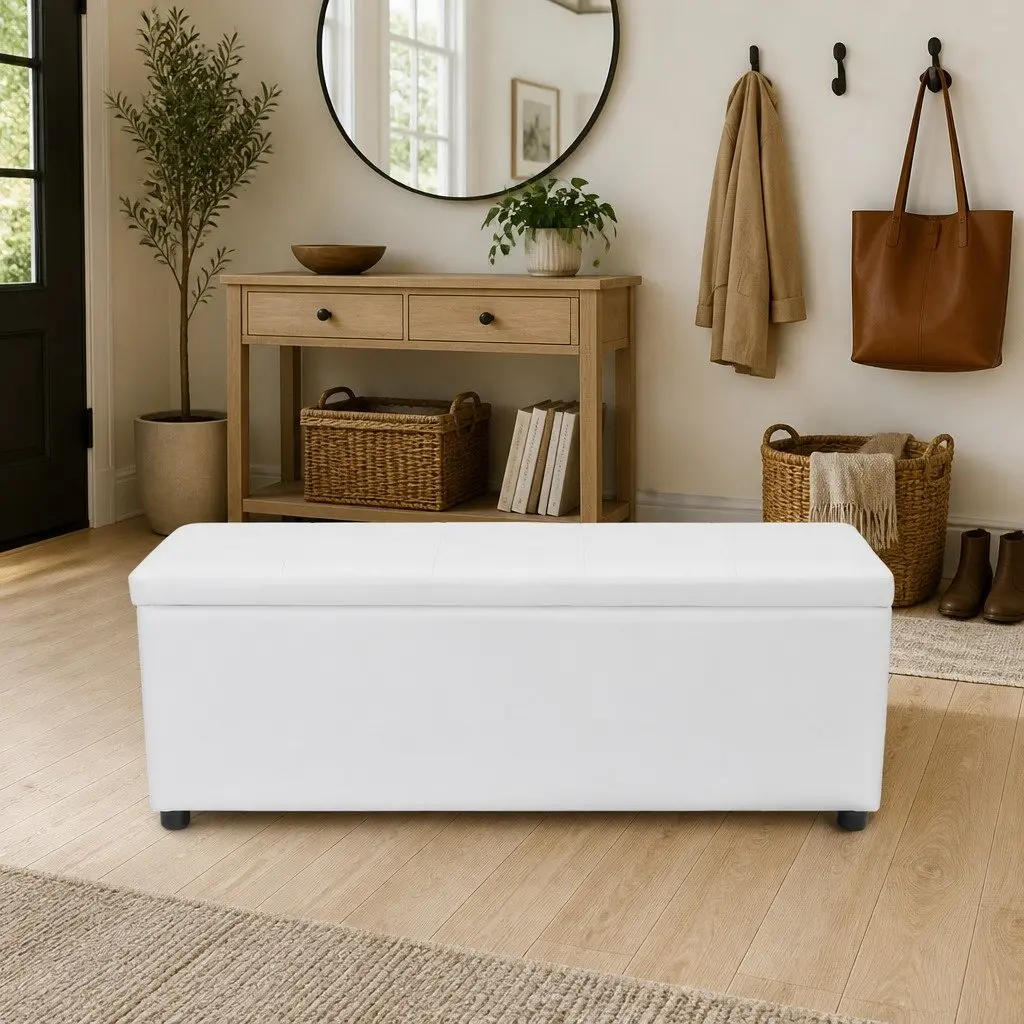 White Storage Bench
