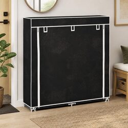 Reliable Black Fabric Shoe Cabinet with Practical Features