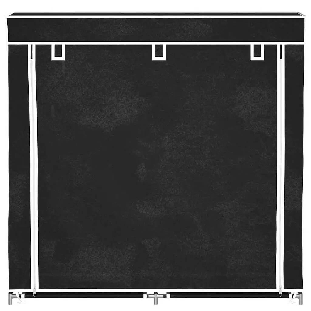 Fabric Shoe Cabinet with Cover Black 115cm Double 5-Tier Storage Organiser