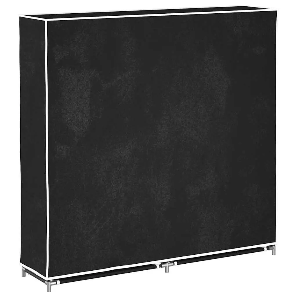 Fabric Shoe Cabinet with Cover Black 115cm Double 5-Tier Storage Organiser