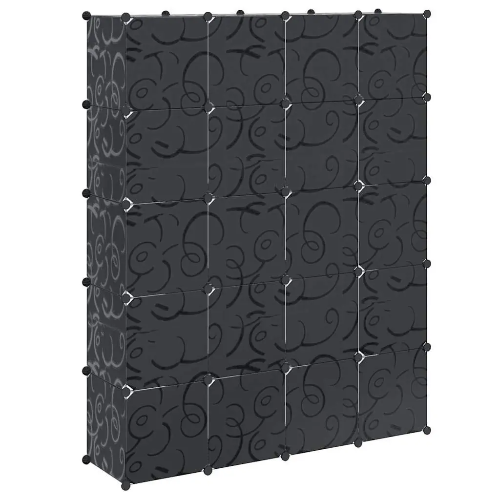 Modular Cabinet Storage Organiser 14 Compartments Black 37W x 146D x 180.5H cm