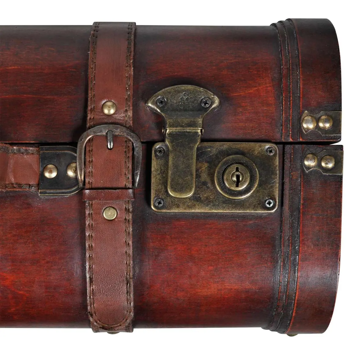 Wooden Storage Chests Vintage Brown Treasure Trunk Box 2 Pieces