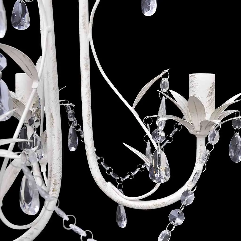 Crystal Pendant Ceiling Lamp Chandelier White Elegant Foyer Dining Room Living