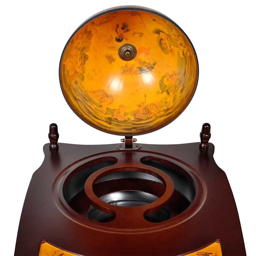 Globe Bar Cabinet Freestanding Wine Storage Display Brown Wooden