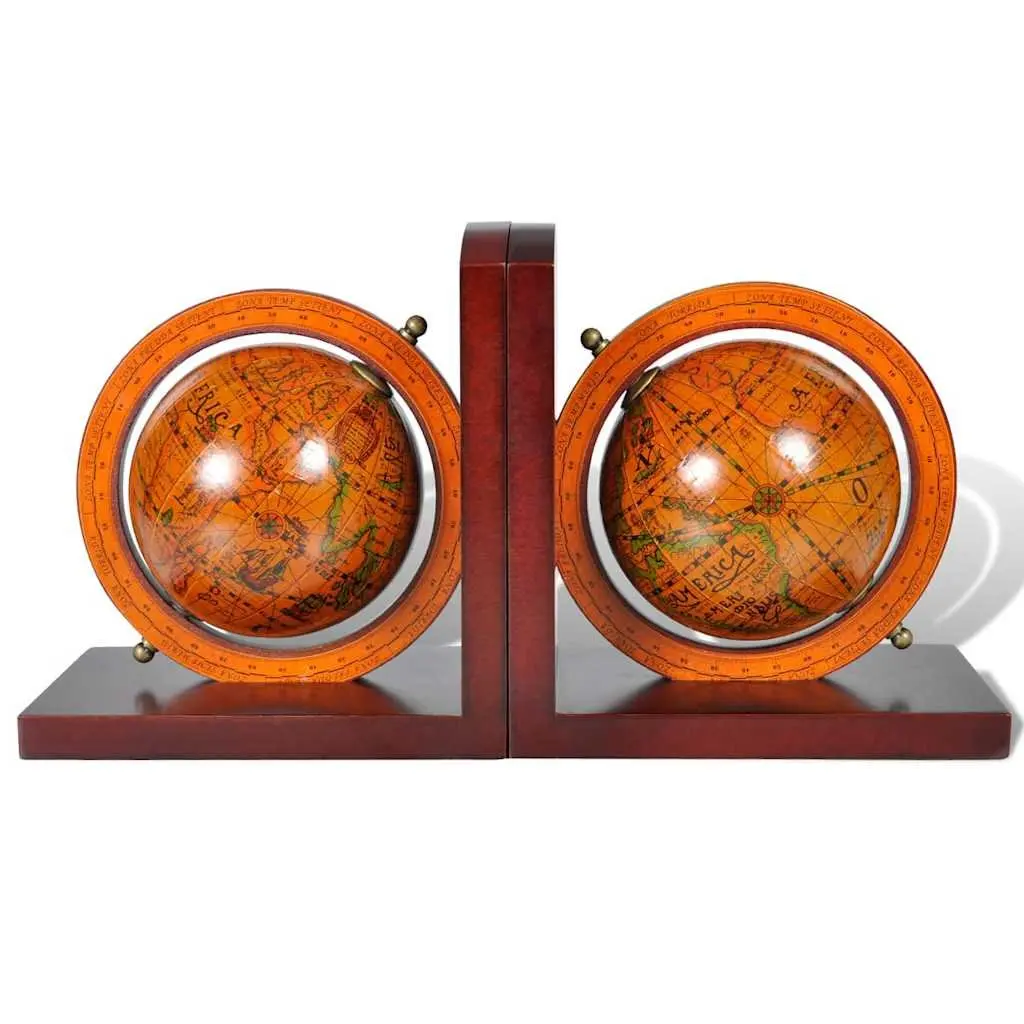 Bookends Globe Decorative Accessory Brown 2 Piece