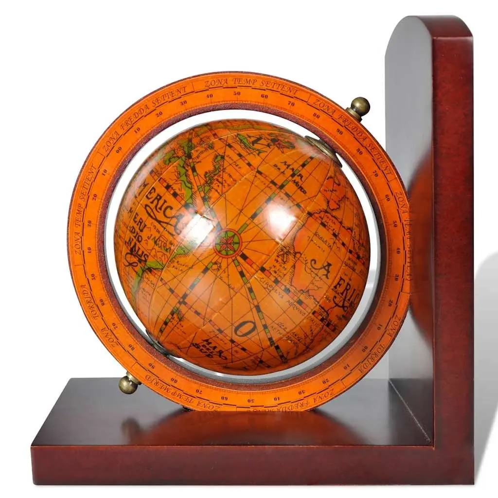 Bookends Globe Decorative Accessory Brown 2 Piece