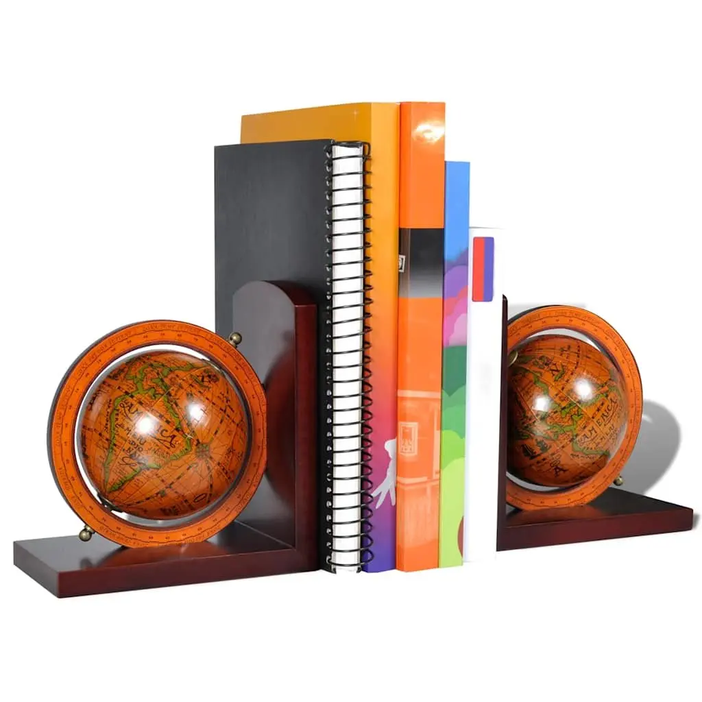 Bookends Globe Decorative Accessory Brown 2 Piece
