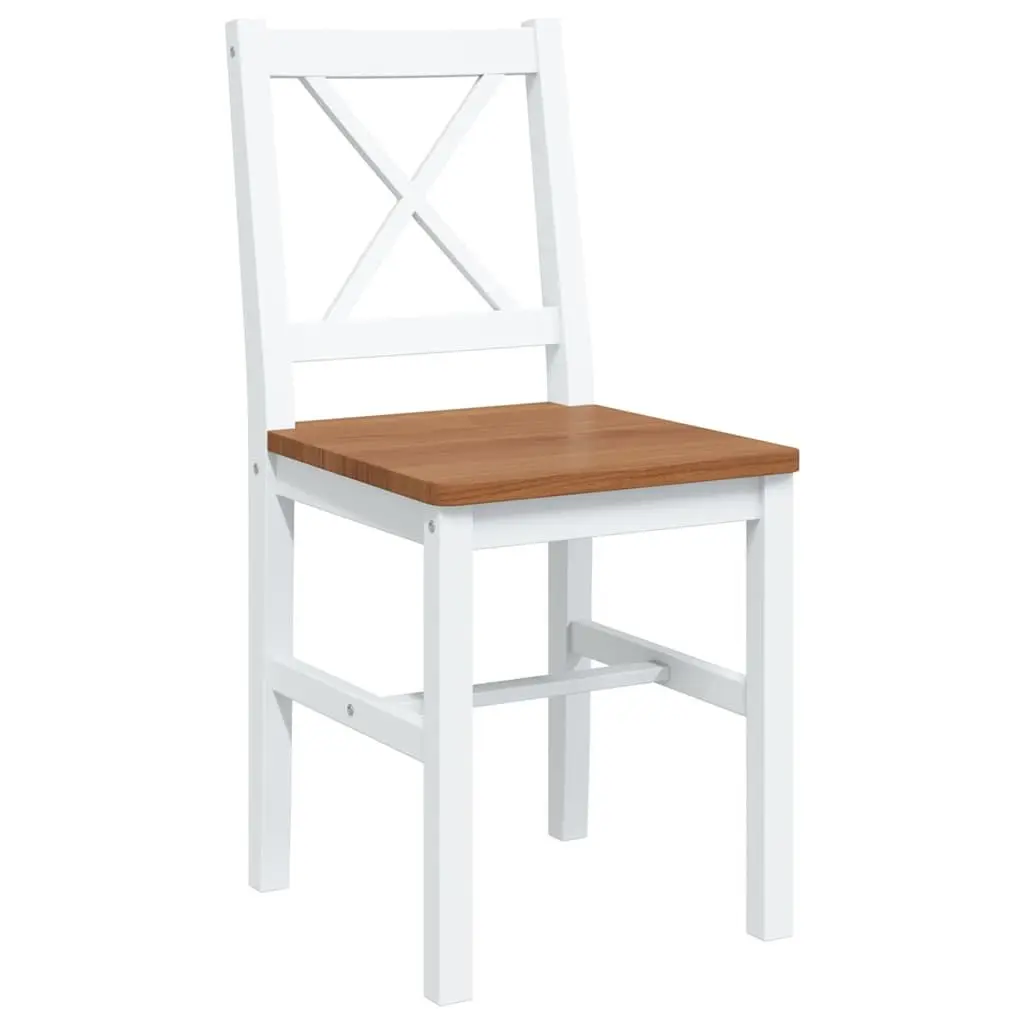 5 Piece Dining Set Table and 4 Chairs Brown White Kitchen Dining Room Furniture