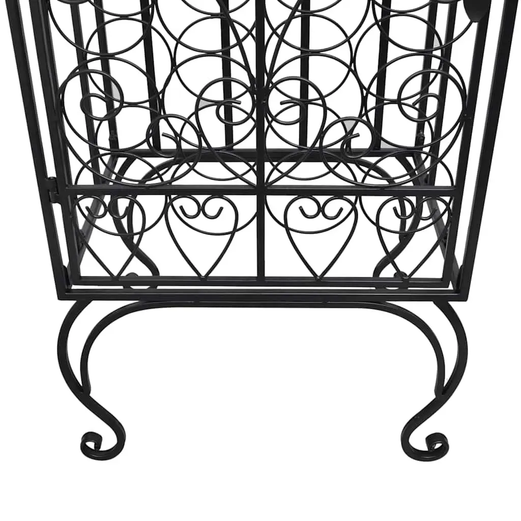 Floor Standing Wine Rack Black Metal Storage for 28 Bottles