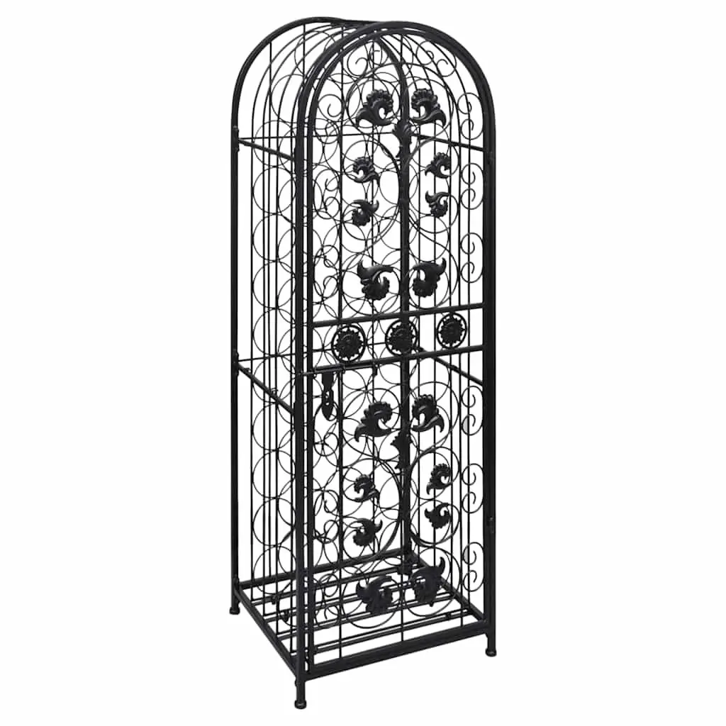 Wine Rack Floor Standing Storage Cabinet 45 Bottle Black Metal Display Stand