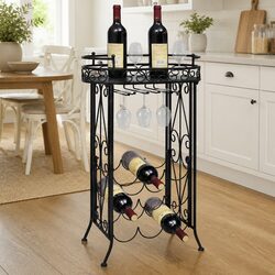 Practical and Elegant Black Metal Wine Rack