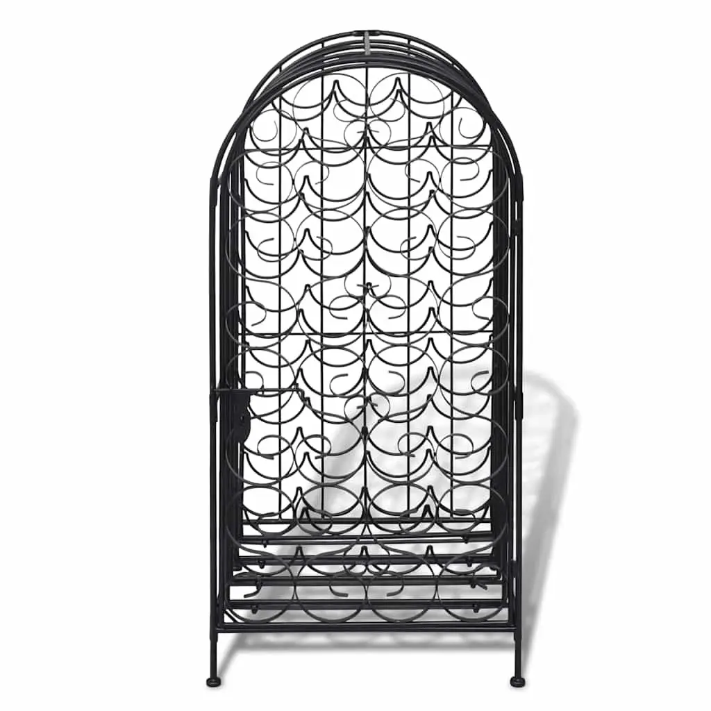 Wine Rack Floor Standing Storage Cabinet 35 Bottle Black Metal Holder