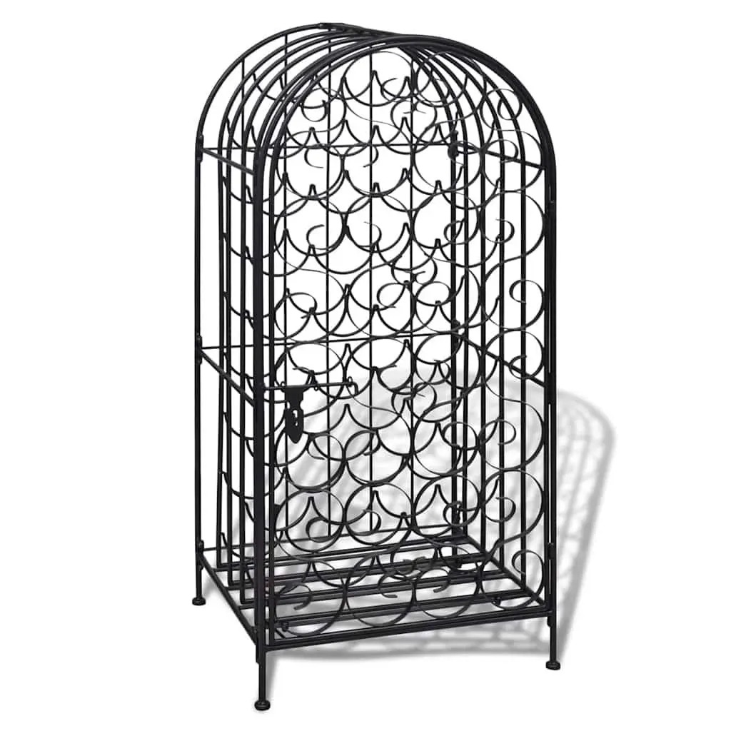 Wine Rack Floor Standing Storage Cabinet 35 Bottle Black Metal Holder