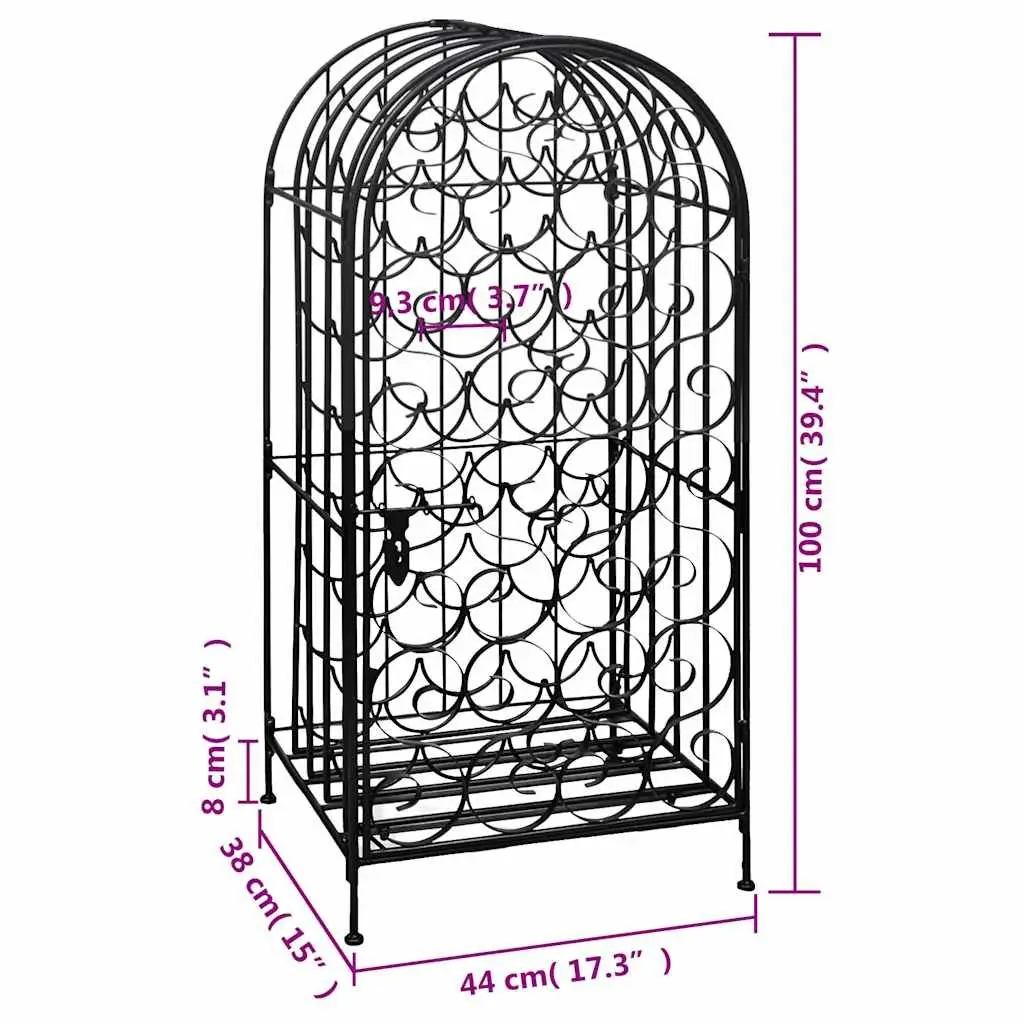 Wine Rack Floor Standing Storage Cabinet 35 Bottle Black Metal Holder