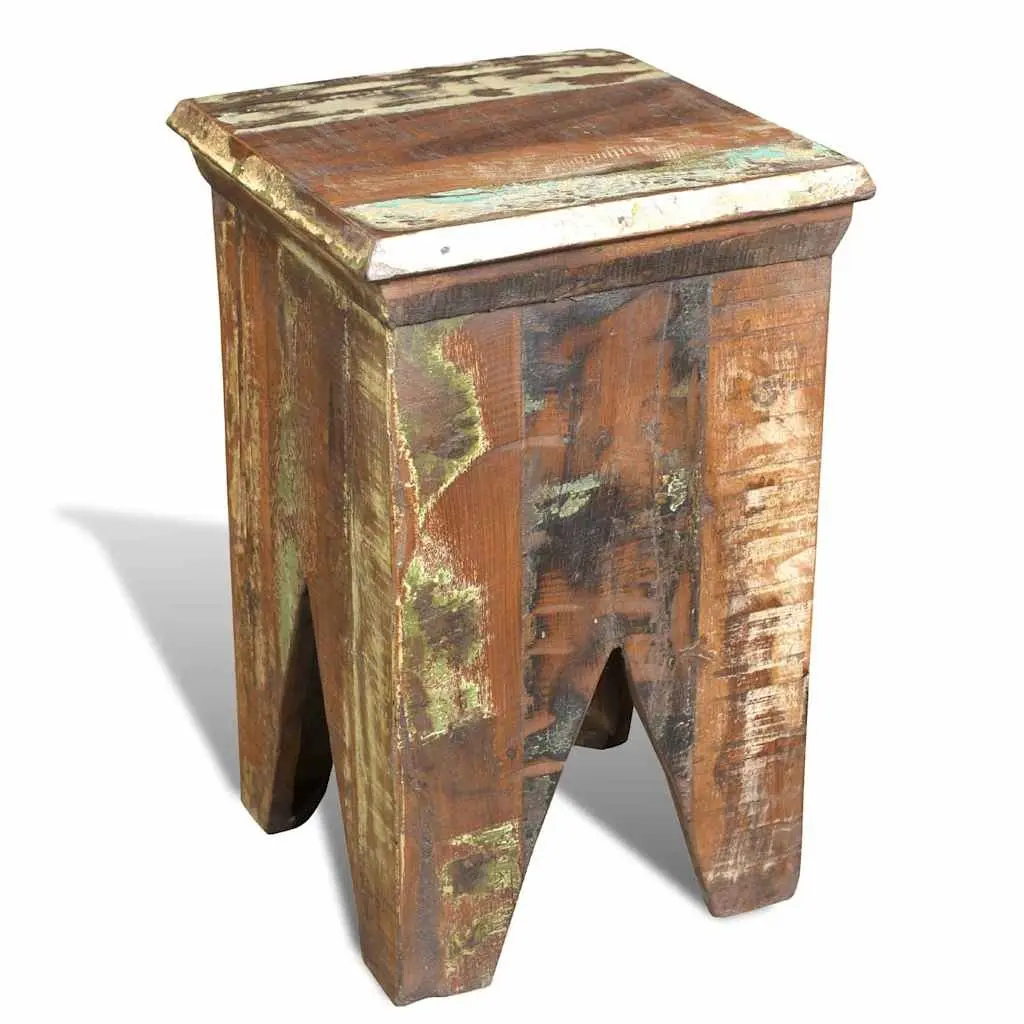 Wooden Stool Antique Style Vintage Furniture Seating Compact Brown