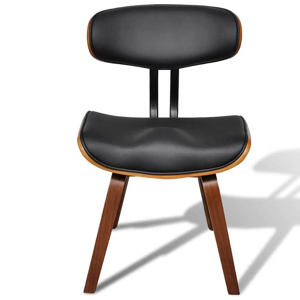 Dining Chairs Kitchen Seating Set 2 pcs Bent Wood Frame Faux Leather Black