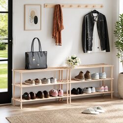 Value Set of 2 Wooden Shoe Racks - 3 Tiers Each