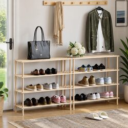 Reliable 4-Tier Shoe Rack in Solid Fir Wood