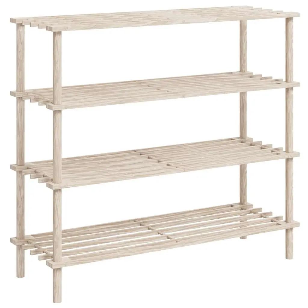 Wooden Shoe Rack 4-Tier Storage Organiser Entryway Hallway Footwear Display Unit Beige