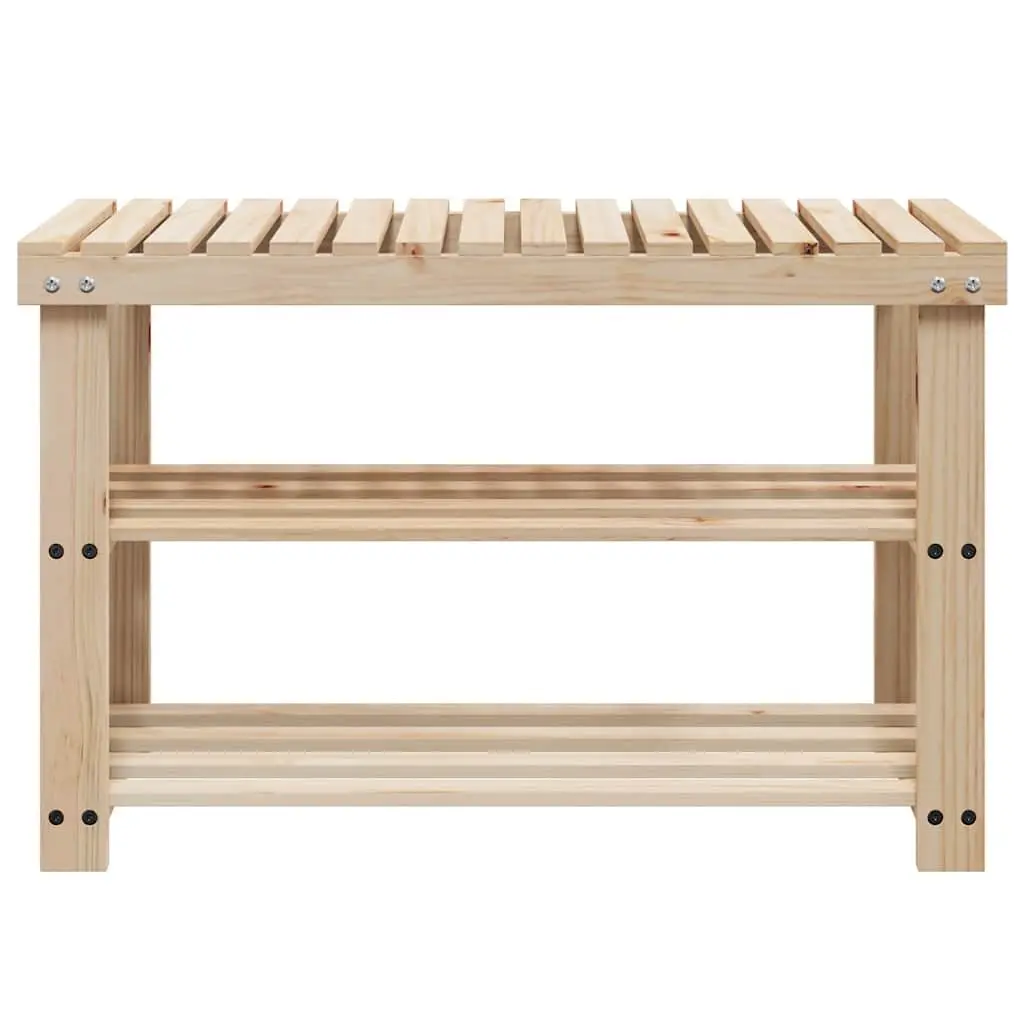 Shoe Rack with Bench Top Storage Organiser Entryway Seating Solid Wood Brown