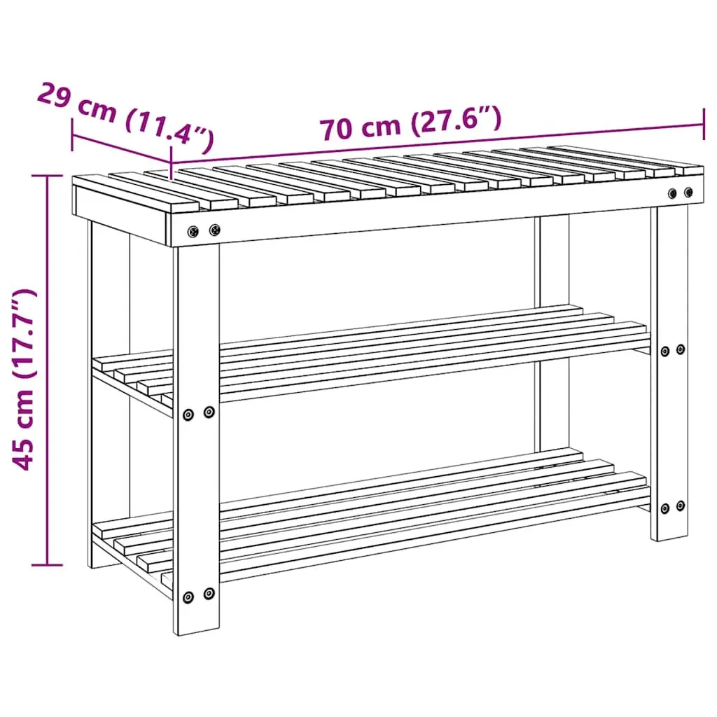 Shoe Rack with Bench Top Storage Organiser Entryway Seating Solid Wood Brown