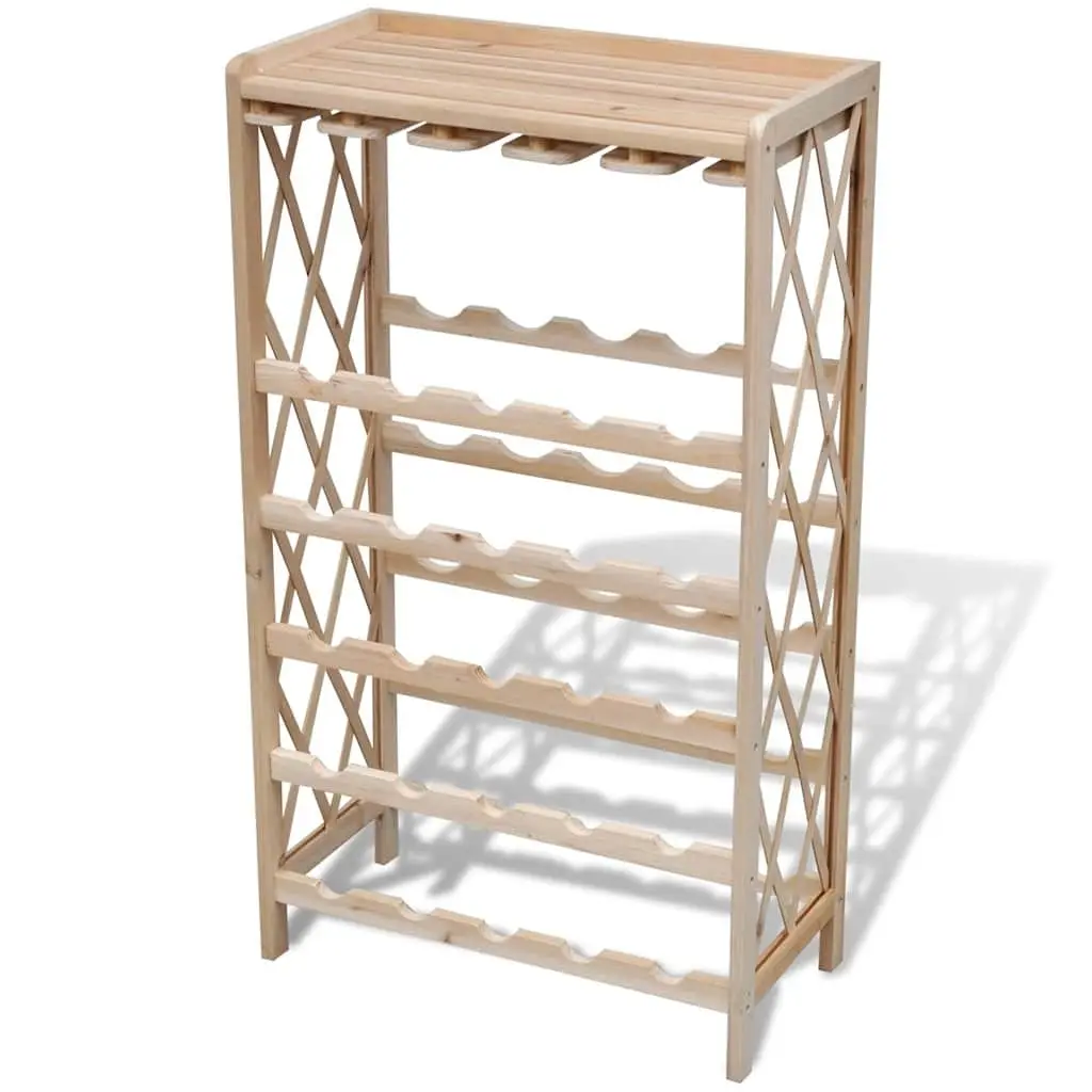 Wine Rack for Display Storage 25 Bottles Solid Fir Wood Brown