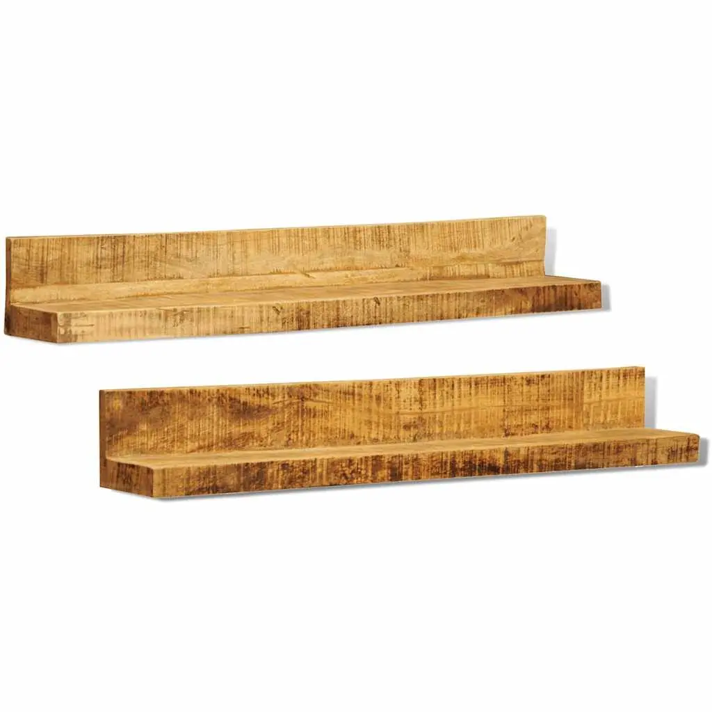 Solid Wood Wall Mounted Display Shelf Brown Set of 2 Kitchen Living Room Bedroom