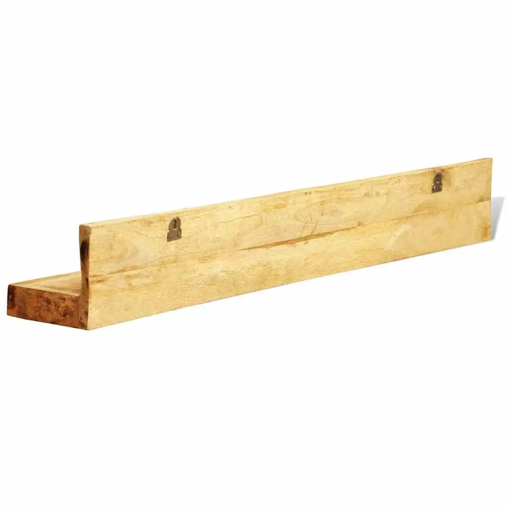 Solid Wood Wall Mounted Display Shelf Brown Set of 2 Kitchen Living Room Bedroom