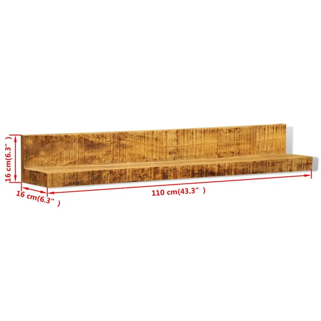 Solid Wood Wall Mounted Display Shelf Brown Set of 2 Kitchen Living Room Bedroom