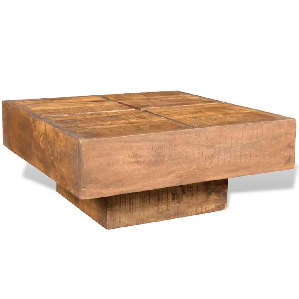 Coffee Table Antique Style Square Brown Solid Mango Wood