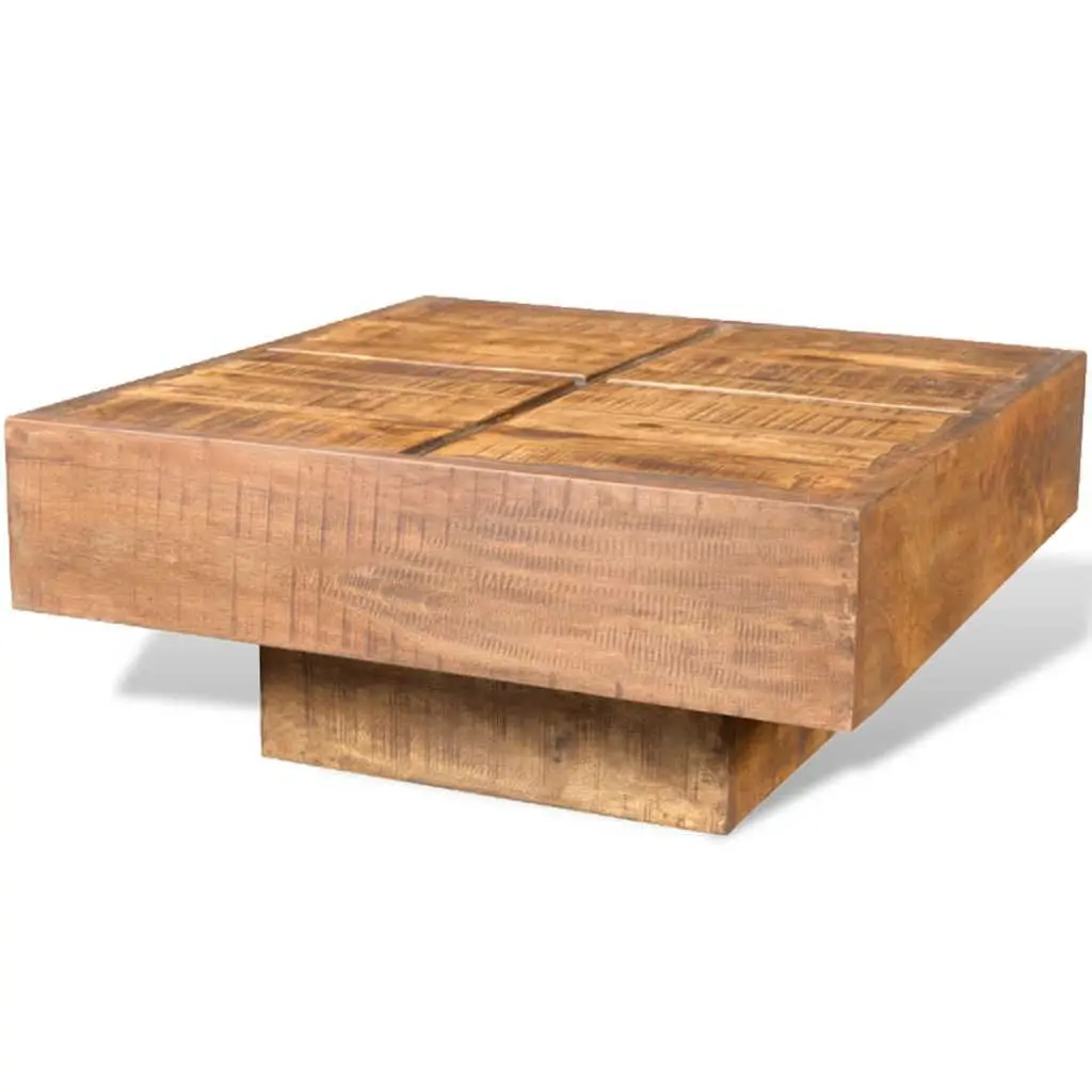 Coffee Table Antique Style Square Brown Solid Mango Wood