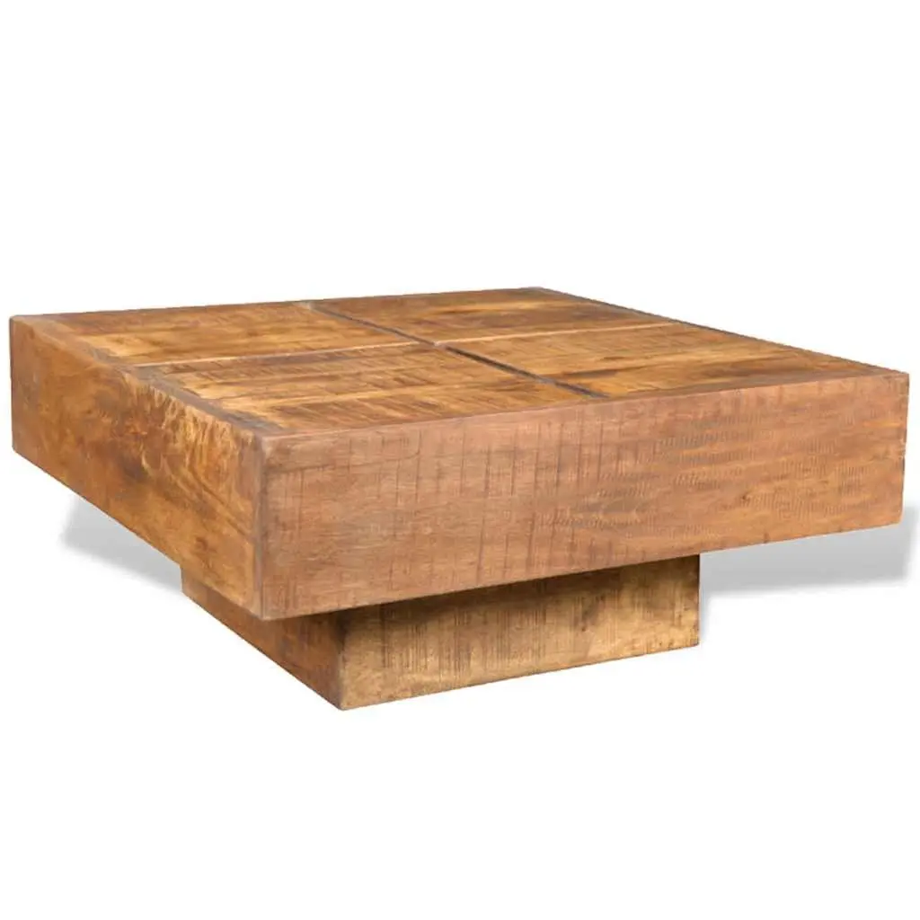 Coffee Table Antique Style Square Brown Solid Mango Wood
