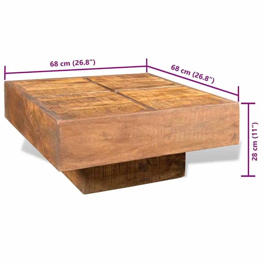 Coffee Table Antique Style Square Brown Solid Mango Wood
