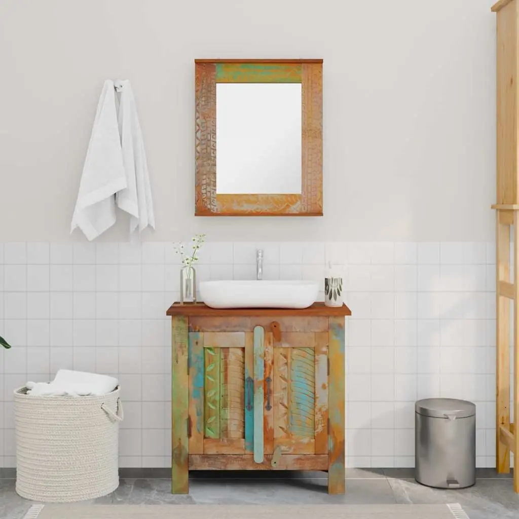 Antique Style Bathroom Vanity Cabinet Set 60cm with Mirror Reclaimed Wood Multicolour