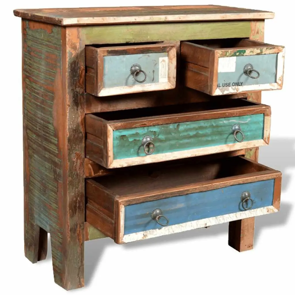 Reclaimed Wood Chest of Drawers Storage 4 Drawer Brown
