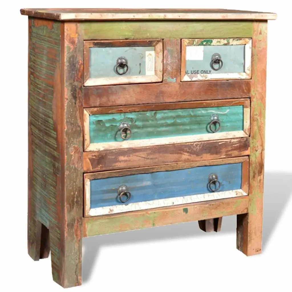 Reclaimed Wood Chest of Drawers Storage 4 Drawer Brown