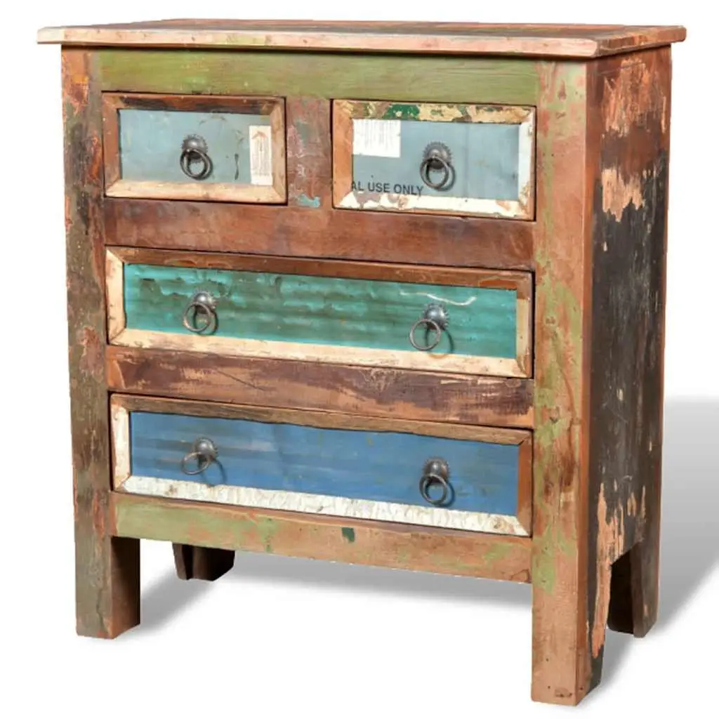 Reclaimed Wood Chest of Drawers Storage 4 Drawer Brown
