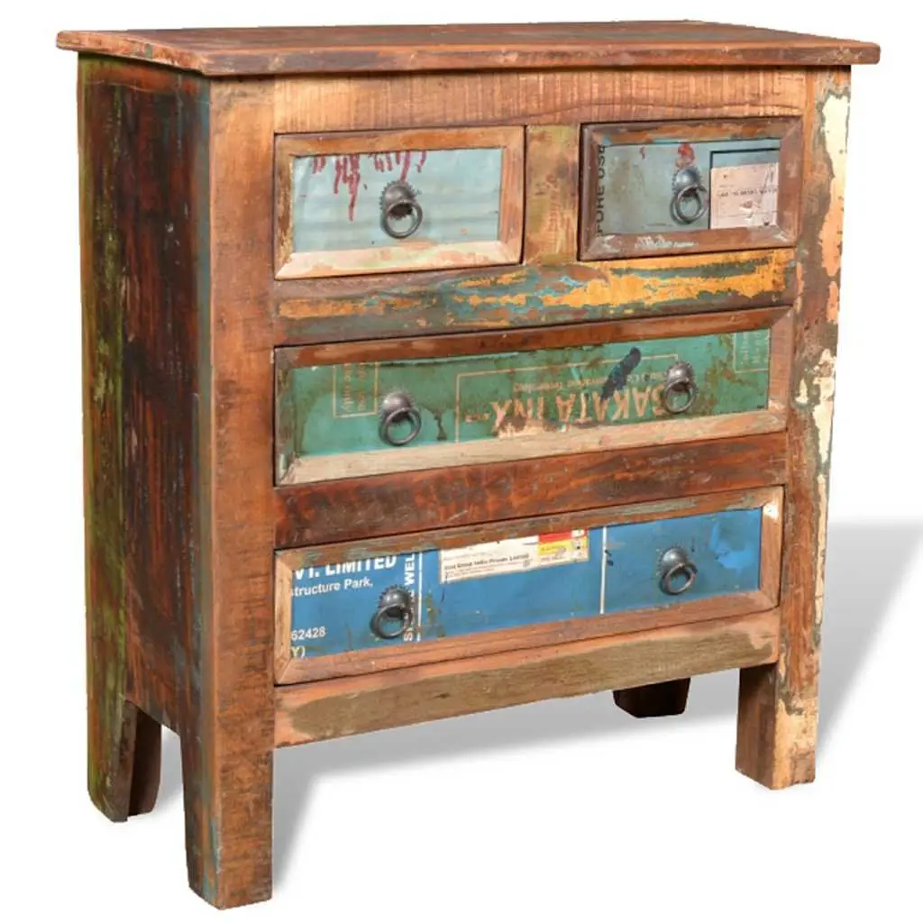 Reclaimed Wood Chest of Drawers Storage 4 Drawer Brown