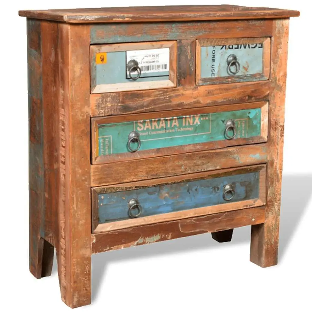 Reclaimed Wood Chest of Drawers Storage 4 Drawer Brown