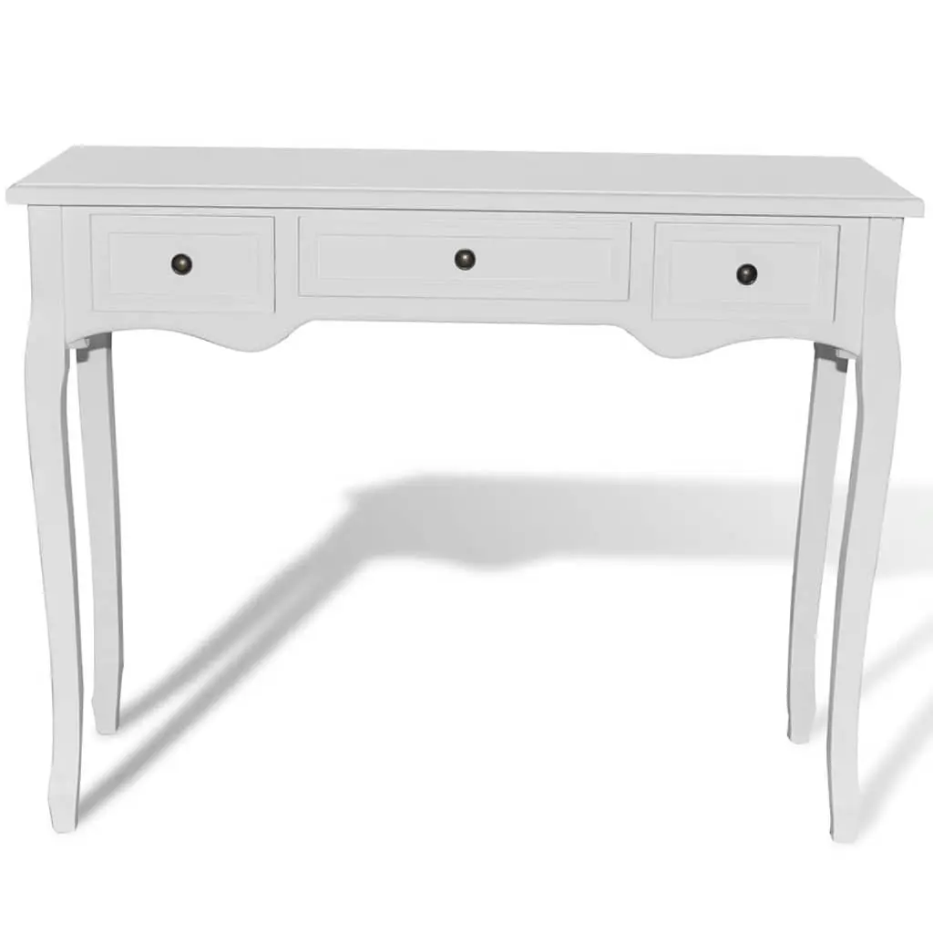 Console Dressing Table with Three Drawers White End Table for Living Room