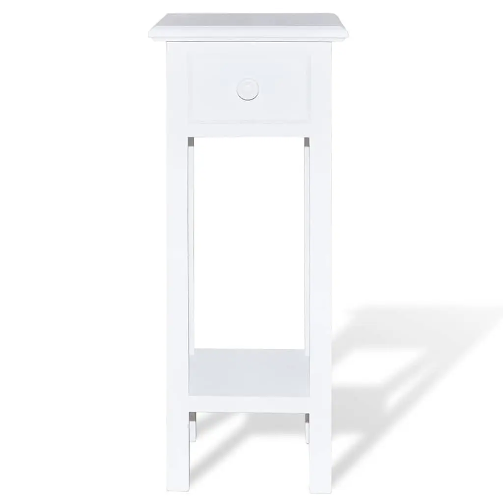 Side Table Storage Drawer Living Room Bedroom Accent Table White