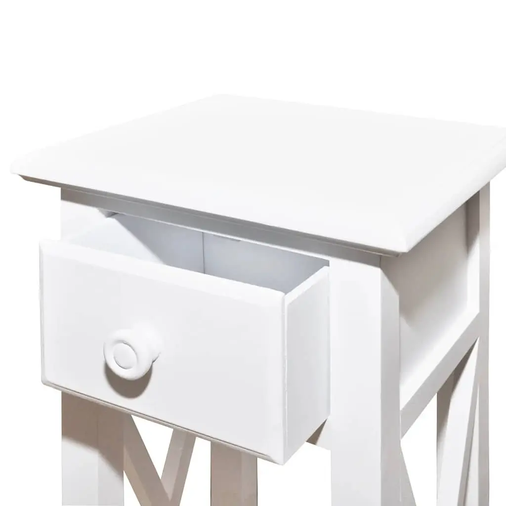 Side Table Storage Drawer Living Room Bedroom Accent Table White