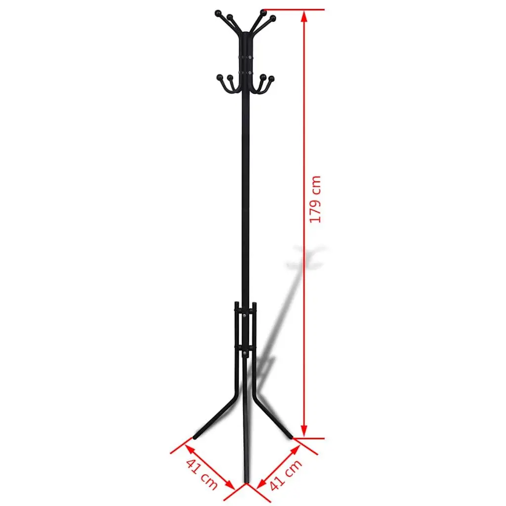 Metal Coat Stand for Hallway Living Room Black Triangular Legs
