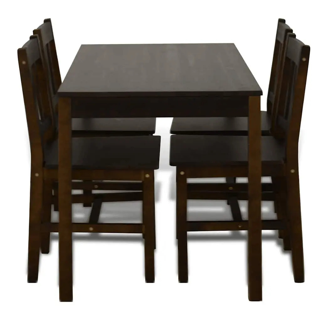 Wooden Dining Table Set 5 Piece Brown Kitchen Dining Furniture