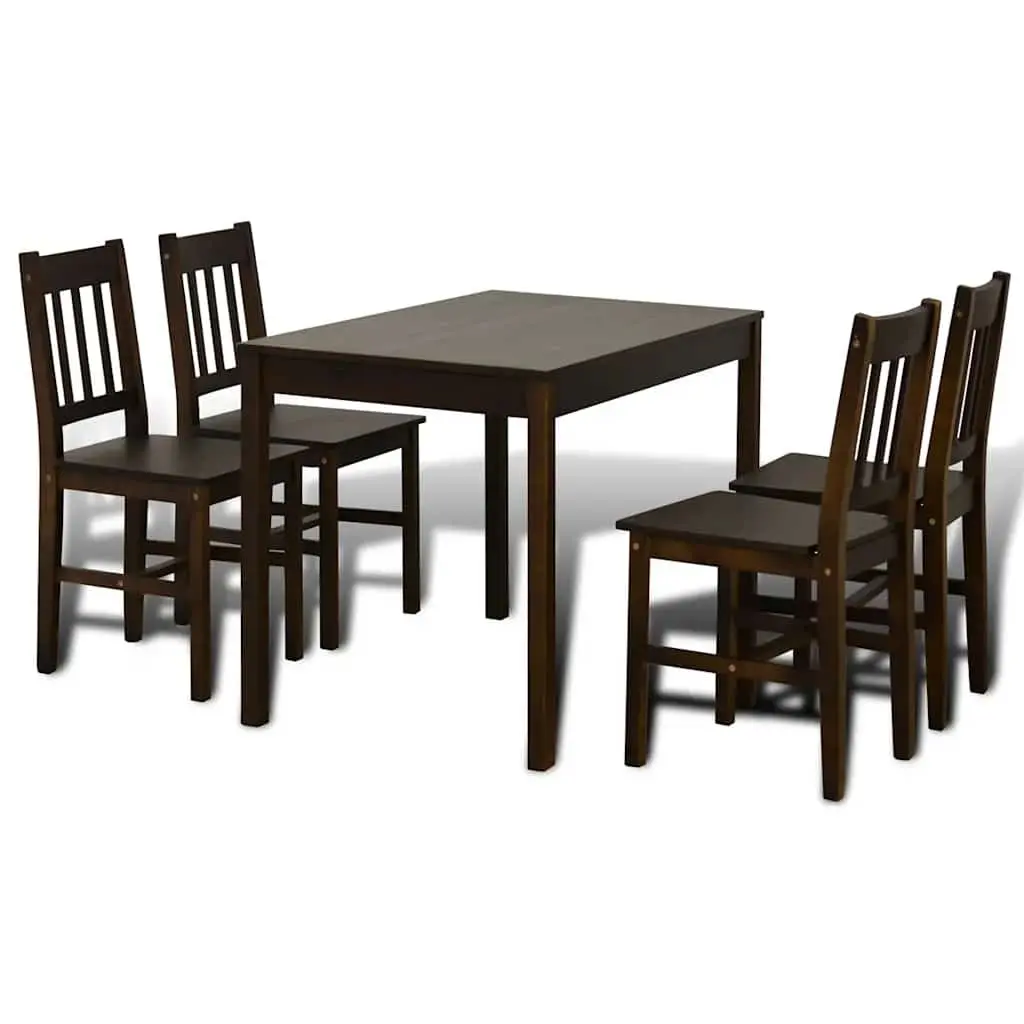 Wooden Dining Table Set 5 Piece Brown Kitchen Dining Furniture