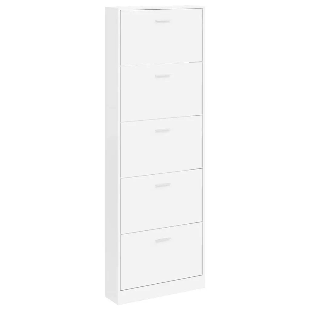 Wooden Shoe Cabinet Storage Organiser 5 Compartments White
