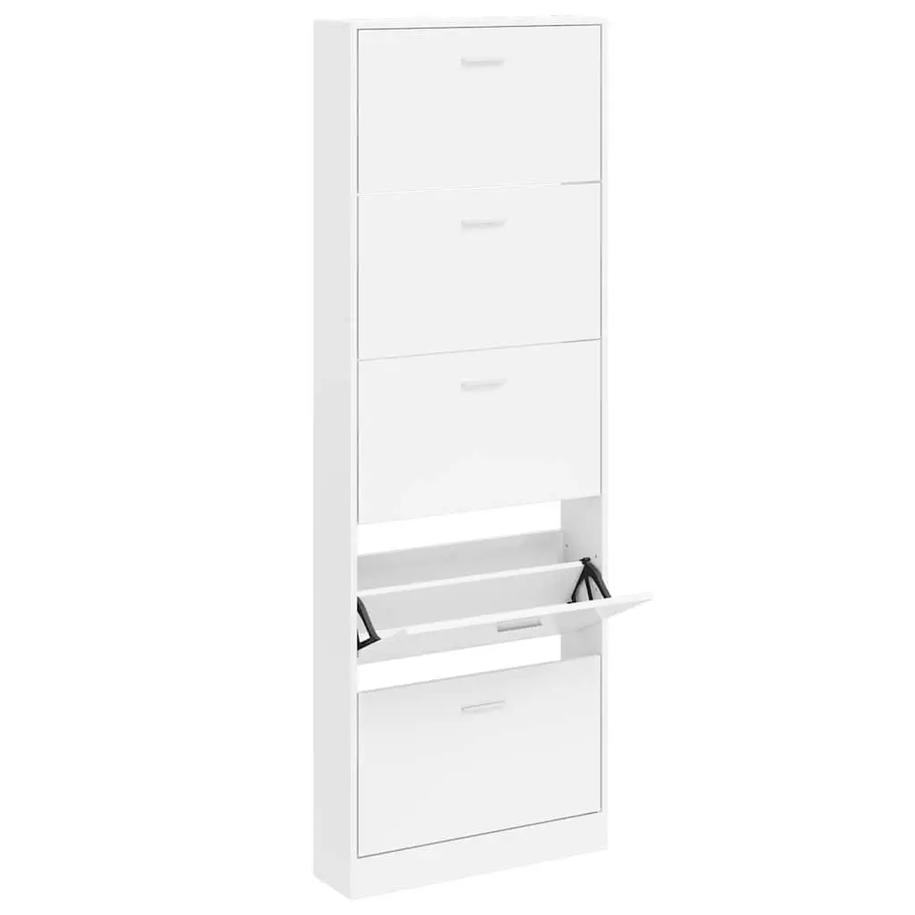 Wooden Shoe Cabinet Storage Organiser 5 Compartments White