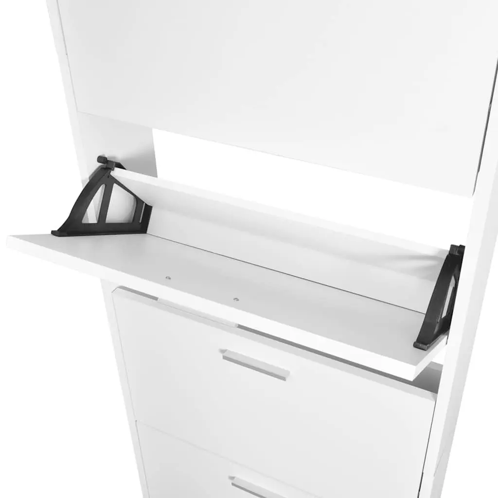 Wooden Shoe Cabinet Storage Organiser 5 Compartments White