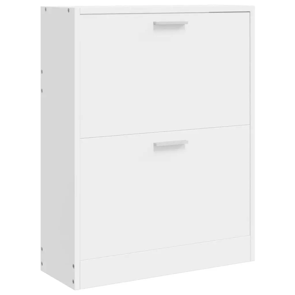 Wooden Shoe Cabinet Storage Organiser Rack 2 Compartments White