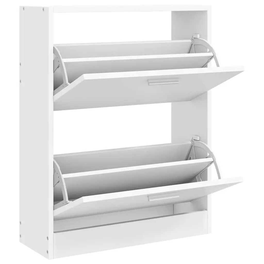 Wooden Shoe Cabinet Storage Organiser Rack 2 Compartments White
